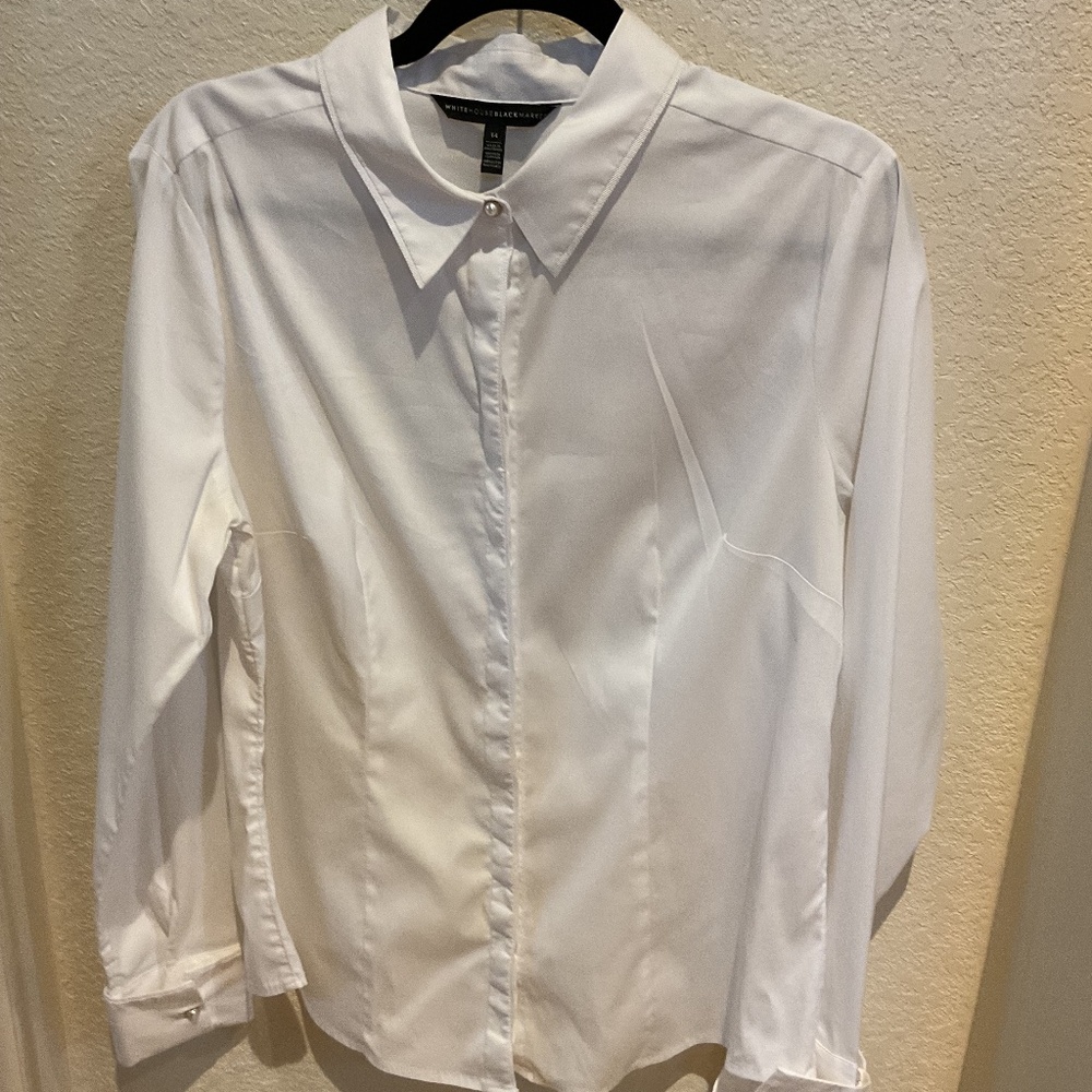 White House Black Market - White Blouse w/ Pearl Buttons